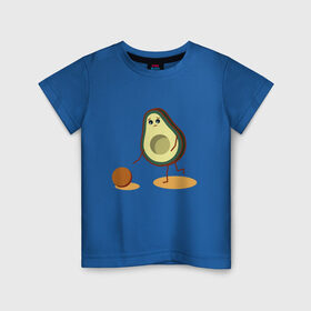 Детская футболка хлопок с принтом Авокадо и косточка в Петрозаводске, 100% хлопок | круглый вырез горловины, полуприлегающий силуэт, длина до линии бедер | avocado | авокадо | бежит | грустное | косточка | милое | няшное