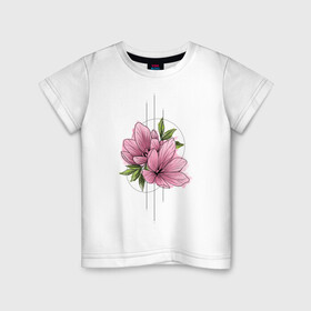 Детская футболка хлопок с принтом Watercolour flowers в Петрозаводске, 100% хлопок | круглый вырез горловины, полуприлегающий силуэт, длина до линии бедер | 8 марта | girl | woman | бабушка | весна | девушкам | девушке | девушки | женский | листья | мама | март | подарок | тренд | цветочки | цветы