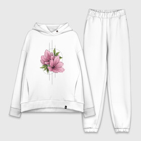 Женский костюм хлопок Oversize с принтом Watercolour flowers в Петрозаводске,  |  | 8 марта | girl | woman | бабушка | весна | девушкам | девушке | девушки | женский | листья | мама | март | подарок | тренд | цветочки | цветы