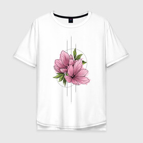 Мужская футболка хлопок Oversize с принтом Watercolour flowers в Петрозаводске, 100% хлопок | свободный крой, круглый ворот, “спинка” длиннее передней части | 8 марта | girl | woman | бабушка | весна | девушкам | девушке | девушки | женский | листья | мама | март | подарок | тренд | цветочки | цветы