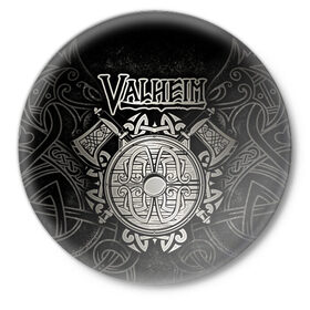 Значок с принтом Valheim в Петрозаводске,  металл | круглая форма, металлическая застежка в виде булавки | valheim | viking | валхейм | викинги | игры
