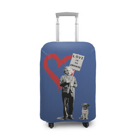 Чехол для чемодана 3D с принтом Любовь это ответ | Banksy в Петрозаводске, 86% полиэфир, 14% спандекс | двустороннее нанесение принта, прорези для ручек и колес | art | banksy | street art | арт | бэнкси | граффити | со смыслом | сосмыслом | стритарт
