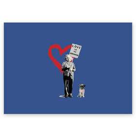 Поздравительная открытка с принтом Любовь это ответ | Banksy в Петрозаводске, 100% бумага | плотность бумаги 280 г/м2, матовая, на обратной стороне линовка и место для марки
 | art | banksy | street art | арт | бэнкси | граффити | со смыслом | сосмыслом | стритарт