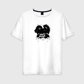 Женская футболка хлопок Oversize с принтом Daft Punk в Петрозаводске, 100% хлопок | свободный крой, круглый ворот, спущенный рукав, длина до линии бедер
 | daft punk | music | дафт панк | музыка | музыкальная группа | музыкант | робот