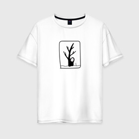 Женская футболка хлопок Oversize с принтом Безликий за деревом в Петрозаводске, 100% хлопок | свободный крой, круглый ворот, спущенный рукав, длина до линии бедер
 | anime | аниме | безликий | каонаси | мультфильм | персонаж | унесенные призраками