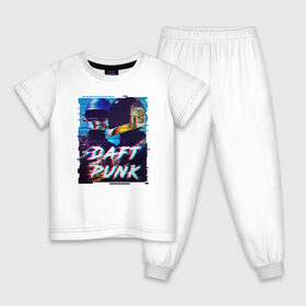Детская пижама хлопок с принтом Daft Punk в Петрозаводске, 100% хлопок |  брюки и футболка прямого кроя, без карманов, на брюках мягкая резинка на поясе и по низу штанин
 | Тематика изображения на принте: da funk | daft punk | daftpunk | epilogue | get lucky | instant crush | lose yourself to dance | music | one more time | ги мануэл де омем кристо | дафт панк | дафтпанк | том бангальтер