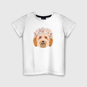 Детская футболка хлопок с принтом Романтичная девочка  в Петрозаводске, 100% хлопок | круглый вырез горловины, полуприлегающий силуэт, длина до линии бедер | весенняя | домашние | животные | летняя | милая. | мода 2021 | простая | пушистые | терьер