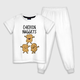 Детская пижама хлопок с принтом Веселые наггетсы в Петрозаводске, 100% хлопок |  брюки и футболка прямого кроя, без карманов, на брюках мягкая резинка на поясе и по низу штанин
 | chicken nuggets | еда | живая еда | наггетсы | чикен наггетс