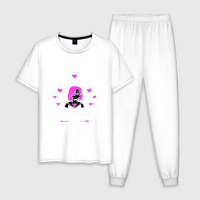 Мужская пижама хлопок с принтом Just A Girl Sketching в Петрозаводске, 100% хлопок | брюки и футболка прямого кроя, без карманов, на брюках мягкая резинка на поясе и по низу штанин
 | a | anime | geek | gift | girl | hot | just | kawai | logo | loves | merch | otaku | sketching | tyan | who | аниме | девушка | действительно | кавай | которая | любит | подарок | просто | скетч | тян | тянка