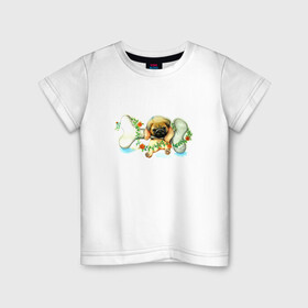 Детская футболка хлопок с принтом Собака в Петрозаводске, 100% хлопок | круглый вырез горловины, полуприлегающий силуэт, длина до линии бедер | Тематика изображения на принте: косточка | милота | собака | собачка | щенок | щеночек