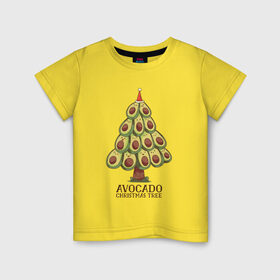 Детская футболка хлопок с принтом Avocado Christmas Tree в Петрозаводске, 100% хлопок | круглый вырез горловины, полуприлегающий силуэт, длина до линии бедер | claus | cute | nature | new year | santa | tree | авокадо | адвокадо | дед мороз | дед отмороз | ёлка | ель | из авокадо | колпак | косточка | милота | милые авокадо | новый год | прикол | природа | рождественское дерево