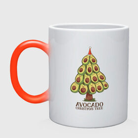 Кружка хамелеон с принтом Avocado Christmas Tree в Петрозаводске, керамика | меняет цвет при нагревании, емкость 330 мл | claus | cute | nature | new year | santa | tree | авокадо | адвокадо | дед мороз | дед отмороз | ёлка | ель | из авокадо | колпак | косточка | милота | милые авокадо | новый год | прикол | природа | рождественское дерево