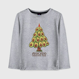 Детский лонгслив хлопок с принтом Avocado Christmas Tree в Петрозаводске, 100% хлопок | круглый вырез горловины, полуприлегающий силуэт, длина до линии бедер | claus | cute | nature | new year | santa | tree | авокадо | адвокадо | дед мороз | дед отмороз | ёлка | ель | из авокадо | колпак | косточка | милота | милые авокадо | новый год | прикол | природа | рождественское дерево