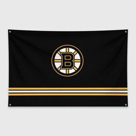 Флаг-баннер с принтом Бостон Брюинз (Форма1) в Петрозаводске, 100% полиэстер | размер 67 х 109 см, плотность ткани — 95 г/м2; по краям флага есть четыре люверса для крепления | nhl | бостон брюинз | бостон брюинз форма | нхл | хоккей
