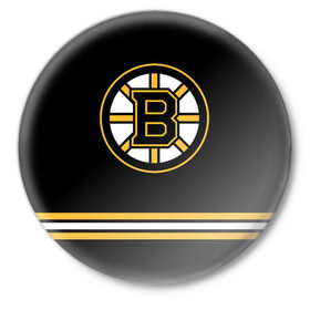 Значок с принтом Бостон Брюинз (Форма1) в Петрозаводске,  металл | круглая форма, металлическая застежка в виде булавки | nhl | бостон брюинз | бостон брюинз форма | нхл | хоккей