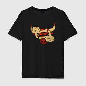 Мужская футболка хлопок Oversize с принтом Чикаго Буллз в Петрозаводске, 100% хлопок | свободный крой, круглый ворот, “спинка” длиннее передней части | Тематика изображения на принте: chicago bulls | nba | баскетбол | быки | нба | чикаго буллз