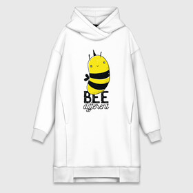 Платье-худи хлопок с принтом Be Different   Прикол с пчелой в Петрозаводске,  |  | art | bee | cute | hornet | lettering | pun | retro | vintage | wasp | арт | будь другим | будь разным | винтаж | все разные | выделяйся | игра слов | иллюстрация | каламбур | леттеринг | насекомое | оса | отличайся | пчела | пчелка