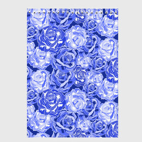 Скетчбук с принтом Голубые и синие розы в Петрозаводске, 100% бумага
 | 48 листов, плотность листов — 100 г/м2, плотность картонной обложки — 250 г/м2. Листы скреплены сверху удобной пружинной спиралью | blue | flora | floral | flower | flowers | romantic | rose | roses | violet | букет роз | букет цветов | бутон | бутоны | день женщин | для девушек | для женщин | женский день | праздник | роза | романтика | садовая роза | флора