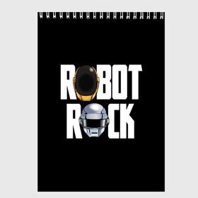 Скетчбук с принтом Robot Rock в Петрозаводске, 100% бумага
 | 48 листов, плотность листов — 100 г/м2, плотность картонной обложки — 250 г/м2. Листы скреплены сверху удобной пружинной спиралью | Тематика изображения на принте: cyberpunk | daft | daftpunk | electronic | get | guy | guy manuel | human | lucky | music | punk | robot | rock | thomas | дафт | дафтпанк | киберпанк | музыка | ню диско | панк | робот | рок | техно | томас | электро | электроник рок