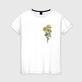 Женская футболка хлопок с принтом Flo в Петрозаводске, 100% хлопок | прямой крой, круглый вырез горловины, длина до линии бедер, слегка спущенное плечо | flo | flowers | растения | флористика | цветение | цветы