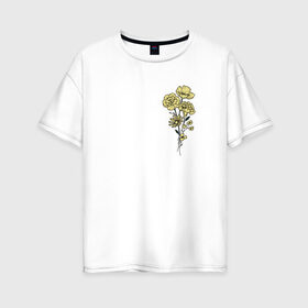 Женская футболка хлопок Oversize с принтом Flo в Петрозаводске, 100% хлопок | свободный крой, круглый ворот, спущенный рукав, длина до линии бедер
 | flo | flowers | растения | флористика | цветение | цветы