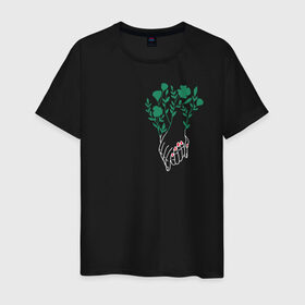 Мужская футболка хлопок с принтом Flo в Петрозаводске, 100% хлопок | прямой крой, круглый вырез горловины, длина до линии бедер, слегка спущенное плечо. | flo | flowers | растения | флористика | цветение | цветы