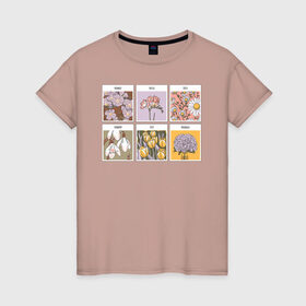 Женская футболка хлопок с принтом цветы в Петрозаводске, 100% хлопок | прямой крой, круглый вырез горловины, длина до линии бедер, слегка спущенное плечо | 8 марта | весна | девушке | женский | мама | подарок | топ | тренд | феминизм | цветы