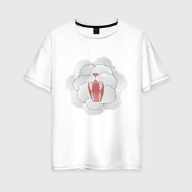 Женская футболка хлопок Oversize с принтом Цветок с пастью в Петрозаводске, 100% хлопок | свободный крой, круглый ворот, спущенный рукав, длина до линии бедер
 | клыки | пасть | роза | рот | цветок