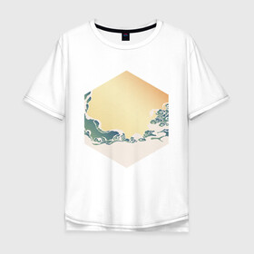 Мужская футболка хлопок Oversize с принтом Минималистичный арт природа в Петрозаводске, 100% хлопок | свободный крой, круглый ворот, “спинка” длиннее передней части | абстракция | азиатский | арт | минимализм | пейзаж | природа | рисунок | хипстер | японский