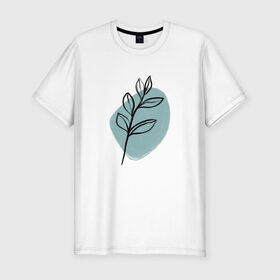 Мужская футболка хлопок Slim с принтом Ботаническая абстракция в Петрозаводске, 92% хлопок, 8% лайкра | приталенный силуэт, круглый вырез ворота, длина до линии бедра, короткий рукав | абстракция | минимализм | растение | растения | современное искусство