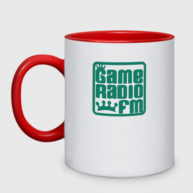 Кружка двухцветная с принтом GAME RADIO FM GTA в Петрозаводске, керамика | объем — 330 мл, диаметр — 80 мм. Цветная ручка и кайма сверху, в некоторых цветах — вся внутренняя часть | 4 | 5 | five | games | grand theft auto | gta | gta v | los santos | online | rockstar | san andreas | великое авто воровство | гта | гташка | игры | логотип | лос сантос | майкл | мафия | ограбление | онлайн | пеф | рокстар | самп | сан андреас 