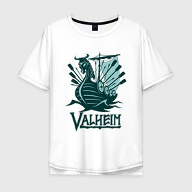 Мужская футболка хлопок Oversize с принтом Valheim в Петрозаводске, 100% хлопок | свободный крой, круглый ворот, “спинка” длиннее передней части | fantasy | mmo | valheim | valve | валхейм | вальхейм | викинги | выживалка | игра | королевская битва | ммо | ролевая игра | фэнтази