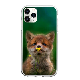 Чехол для iPhone 11 Pro Max матовый с принтом Лисенок нюхает цветок в Петрозаводске, Силикон |  | fox | foxy | животное | звери | лиса | лисенок | лисичка | милая | рыжая | фокс