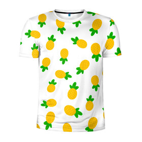 Мужская футболка 3D спортивная с принтом Ананасы  в Петрозаводске, 100% полиэстер с улучшенными характеристиками | приталенный силуэт, круглая горловина, широкие плечи, сужается к линии бедра | ананас | ананасы | фрукты | химии | яркий принт | яркое