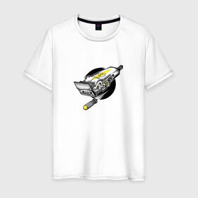 Мужская футболка хлопок с принтом Барбершоп в Петрозаводске, 100% хлопок | прямой крой, круглый вырез горловины, длина до линии бедер, слегка спущенное плечо. | акула | барбершоп | зубастик | машинка для стрижки волос | ракета | рисунок