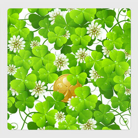 Магнитный плакат 3Х3 с принтом Ирландский Клевер и Монетка в Петрозаводске, Полимерный материал с магнитным слоем | 9 деталей размером 9*9 см | день ирландии | зеленая | зеленый | ирландец | ирландская | ирландский | клевер | монета | патрик | с патриком
