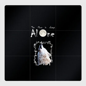 Магнитный плакат 3Х3 с принтом Волк и луна одиночки в Петрозаводске, Полимерный материал с магнитным слоем | 9 деталей размером 9*9 см | Тематика изображения на принте: alone | moon | волк | волчара | луна | небо | одиночество | одиночка