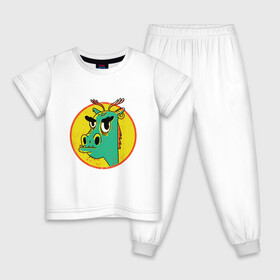 Детская пижама хлопок с принтом Зеленый дракон в стиле ретро в Петрозаводске, 100% хлопок |  брюки и футболка прямого кроя, без карманов, на брюках мягкая резинка на поясе и по низу штанин
 | Тематика изображения на принте: cartoon | cringe | crush | cute | dragon | fashion | hipster | merch | retro | vintage | винтаж | драго | дракон мерч | краш | кринж | мерч | милота | мультфильм | потертости | прикол | пятна | сережка | серьга | стиль | трещины | упоротый | 