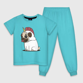 Детская пижама хлопок с принтом Мопс Единорог в Петрозаводске, 100% хлопок |  брюки и футболка прямого кроя, без карманов, на брюках мягкая резинка на поясе и по низу штанин
 | Тематика изображения на принте: unicorn | единорог | мопс | мопс в костюме | собаки