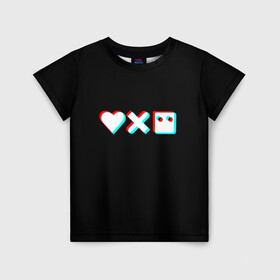 Детская футболка 3D с принтом Любовь, смерть и роботы в Петрозаводске, 100% гипоаллергенный полиэфир | прямой крой, круглый вырез горловины, длина до линии бедер, чуть спущенное плечо, ткань немного тянется | 3d | 3д | love death and robots | иконка | кибер | логотип | любовь | мультик | нетфликс | подарок | робот | сериал | символ | черный