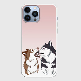 Чехол для iPhone 13 Pro Max с принтом Хаски играют в Петрозаводске,  |  | акито | вместе | волк | волки | гав | друг | зевает | играют | кусь | лижет | облизывают | пара | пес | питомец | рисунок | собака | собачка | хаски