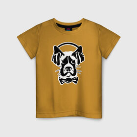 Детская футболка хлопок с принтом Меломан в Петрозаводске, 100% хлопок | круглый вырез горловины, полуприлегающий силуэт, длина до линии бедер | животные | звери | меломан | музыка | наушники | пес | подарок | силуэт | собака | собаки | черный