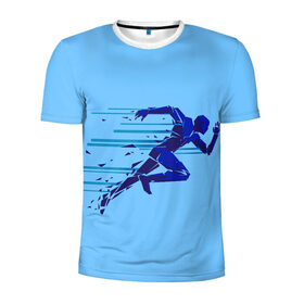 Мужская футболка 3D спортивная с принтом Бегущий человек в Петрозаводске, 100% полиэстер с улучшенными характеристиками | приталенный силуэт, круглая горловина, широкие плечи, сужается к линии бедра | бегущий человек | раннер | спорт | спринт | усилие