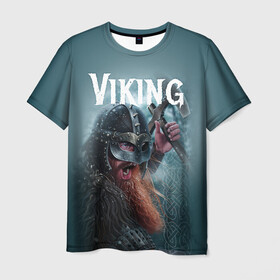 Мужская футболка 3D с принтом Viking в Петрозаводске, 100% полиэфир | прямой крой, круглый вырез горловины, длина до линии бедер | drakkar | valhalla | valheim | viking | vikings | валхэйм | вальгала | вальхала | вальхейм | викинг | викинги | драккар