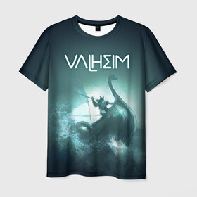 Мужская футболка 3D с принтом Valheim в Петрозаводске, 100% полиэфир | прямой крой, круглый вырез горловины, длина до линии бедер | drakkar | valhalla | valheim | viking | vikings | валхэйм | вальгала | вальхала | вальхейм | викинг | викинги | драккар