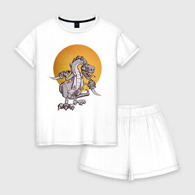 Женская пижама с шортиками хлопок с принтом Рептилоид в Петрозаводске, 100% хлопок | футболка прямого кроя, шорты свободные с широкой мягкой резинкой | иллюминаты | масоны | теория заговора | юмор | ящер