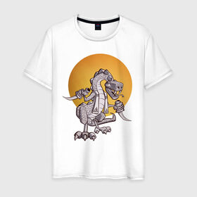 Мужская футболка хлопок с принтом Рептилоид в Петрозаводске, 100% хлопок | прямой крой, круглый вырез горловины, длина до линии бедер, слегка спущенное плечо. | иллюминаты | масоны | теория заговора | юмор | ящер