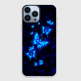 Чехол для iPhone 13 Pro Max с принтом Неоновые бабочки в Петрозаводске,  |  | butterfly | dream | fantasy | neon | space | stars | wings | бабочки | бабочки космос | блестящие | весна | вселенная | галактика | голубые бабочки | девочкам | девушкам | звезды | космические | космос | крыя | лето