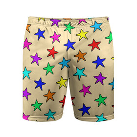 Мужские шорты спортивные с принтом Детские звезды на песке в Петрозаводске,  |  | baby | colorfull | disco | kids | stars | девочкам | детские рисунки | детям | диско | звездочки | звезды | конфетти | лето | малыш | ночные | орнамент | песок | пляж | праздник | радужные | разноцветный узор