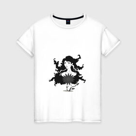 Женская футболка хлопок с принтом свободный дух в Петрозаводске, 100% хлопок | прямой крой, круглый вырез горловины, длина до линии бедер, слегка спущенное плечо | ветка | девушка | минимализм | свобода | цветок